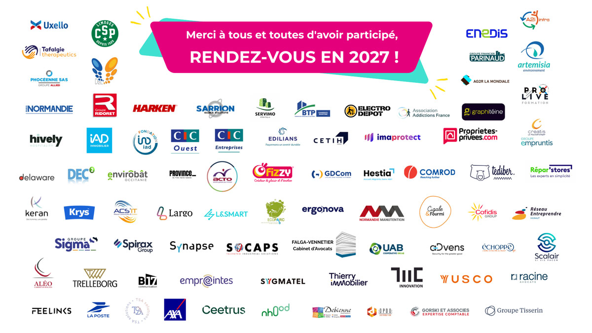logos des 97 entreprises participantes à Courir pour Toit 2026